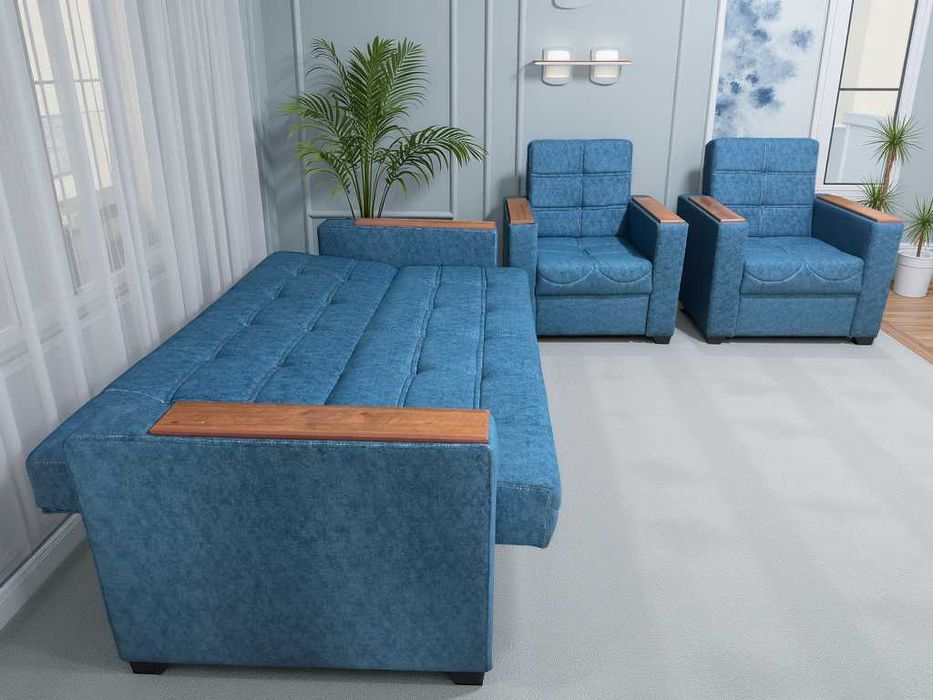 Диван «тройка» с креслами, раскладной, Divan kreslo troyka yotadigan