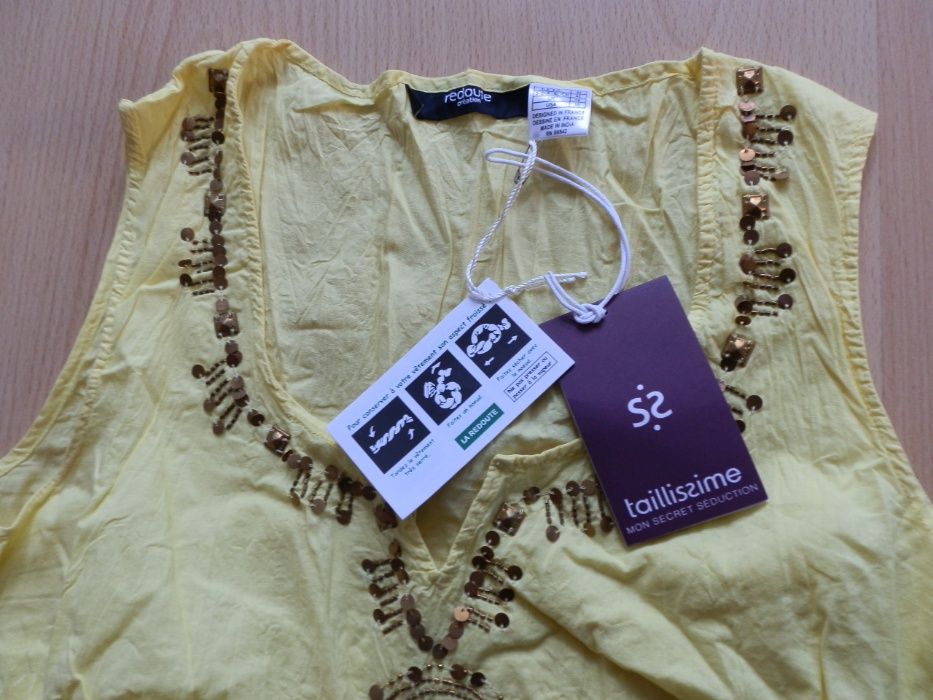 нова лятна туника XL в зелено и жълто