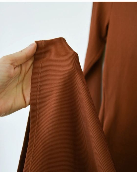 Кафява рокля Pull Bear рипс мини къса