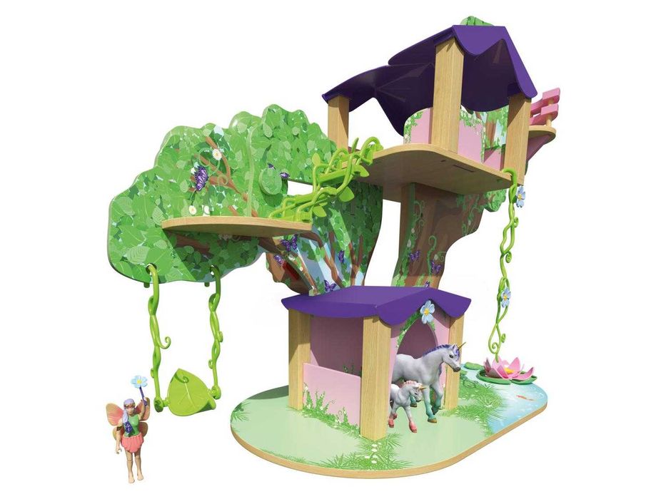 Къщичка на дърво с фея и еднорог Къща за кукли Вълшебно Приказно дърво