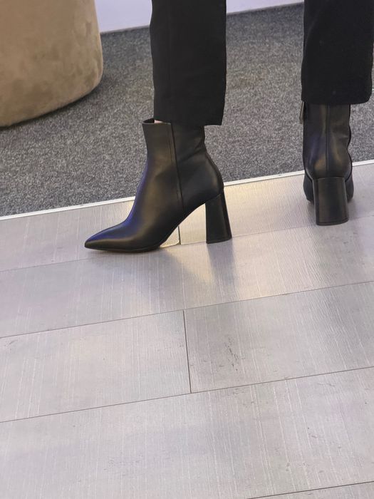 Botine cu toc gros Anna cori din piele naturală