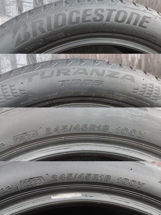 2бр. летни гуми 245/45/18 Bridgestone Turanza T005
dot23/24