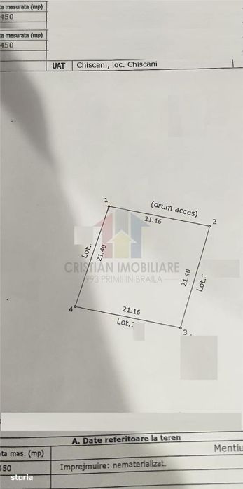 Doua terenuri intravilan de cate 450 mp, deschidere de 20m