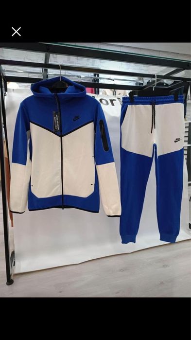 Nike tech alb albastru