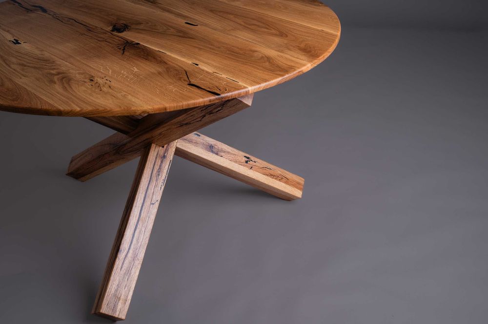 Кръгла маса от масив,  дъб , ръчна изработка