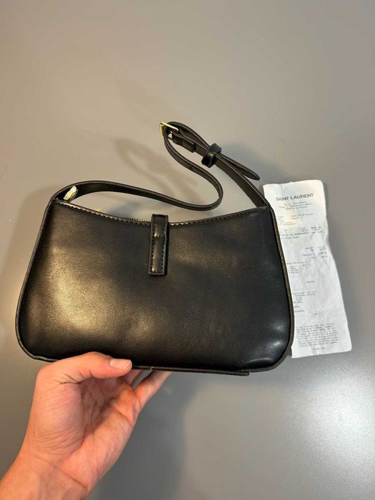 Geanta YSL Yves Saint Laurent hobo neagra croco cu praf si bon