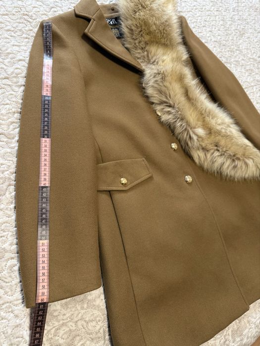 Palton Zara dama maro cu guler blana Manteco marime L elegant