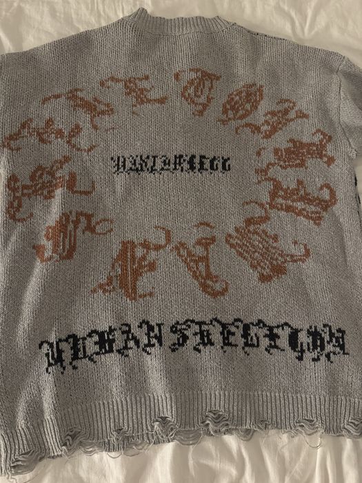 Свитер, рваный, серый, гранж