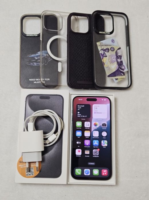 Iphone 15 pro max, blue titanium , 256GB, stare ca nou, full box