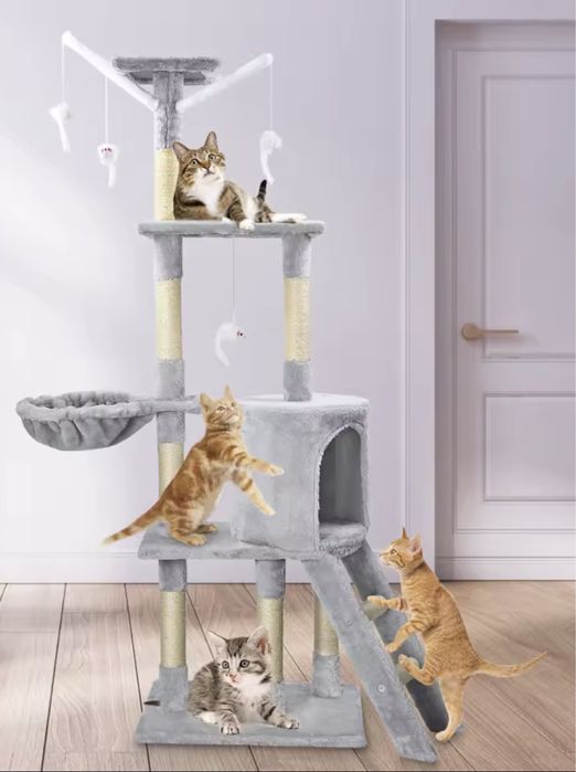 Котешка Катерушка Кула Къща Дърво за Игра 143 см