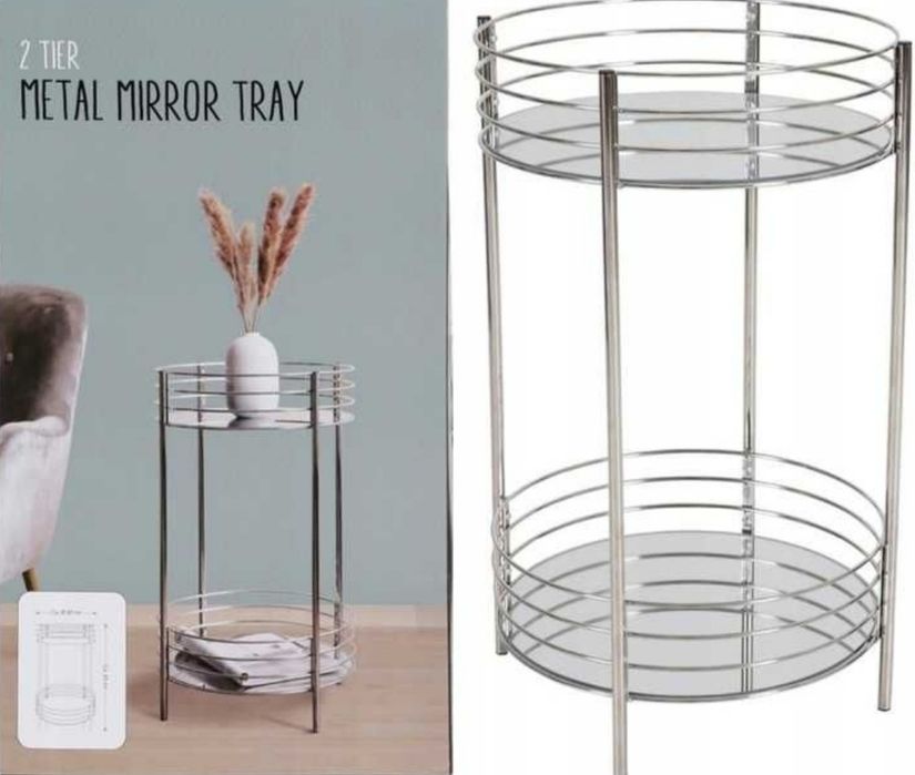 Декоративна маса, Метална масичка с огледални плотове