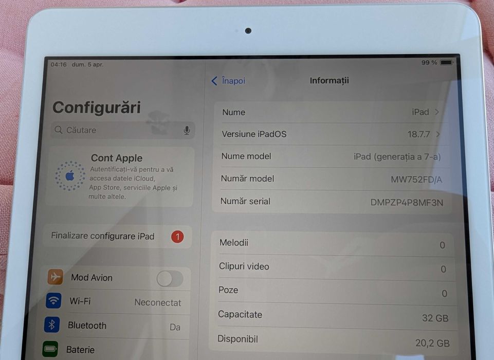 Apple iPad 10.2 (2019) 32GB generatia 7, model A2197, foarte putin folosita