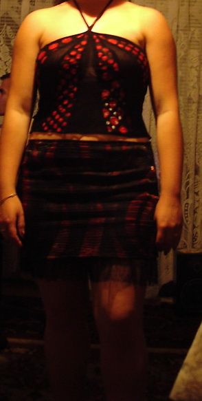 Costum dama (3 piese) rosu-negru