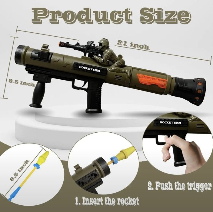 Bolalar uchun 2 tasi 1 da elektra avtomat bazuka o'yinchog'i