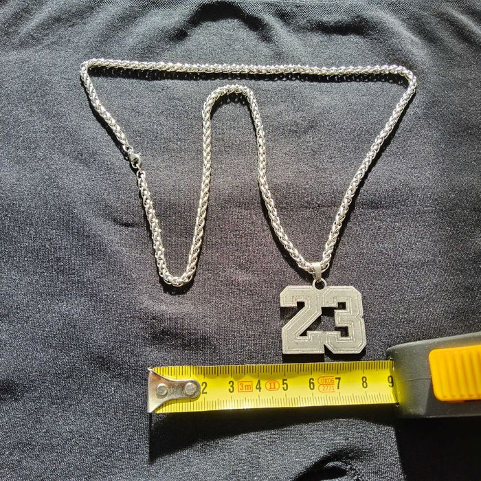 Lantisor Inox împletit 4mm, 60cm, cadou medalion Inox Nr. 23 Jordan