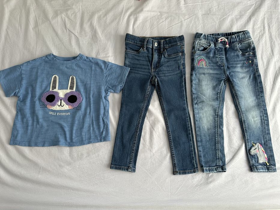 Lot bluze tricou colanti jeans - Frugi, Next, H&M 98 cm 2-3 ani
