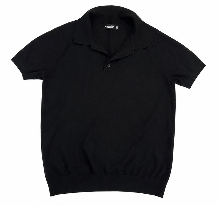 Мужское чёрное поло Pull&Bear