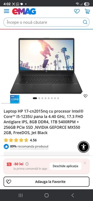 Laptop office/low gaming HP 17 cn2015nq i5 1235u 16gb ssd+hdd