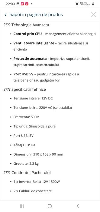 Invertor panouri solare sau auto