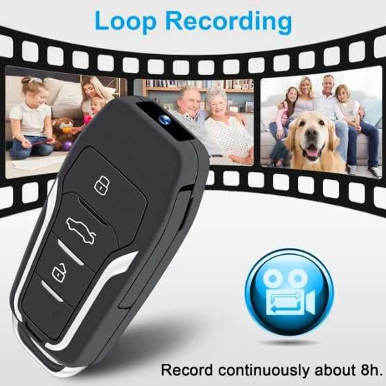 Шпионска мини скрита камера в ключ за кола аудио видео запис 8ч охрана