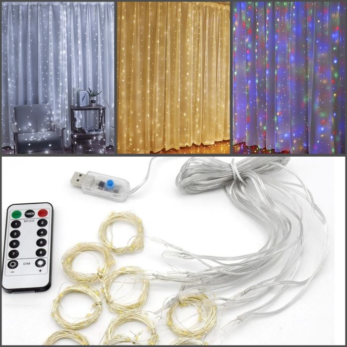 Коледна завеса - лампички с 300led лампи