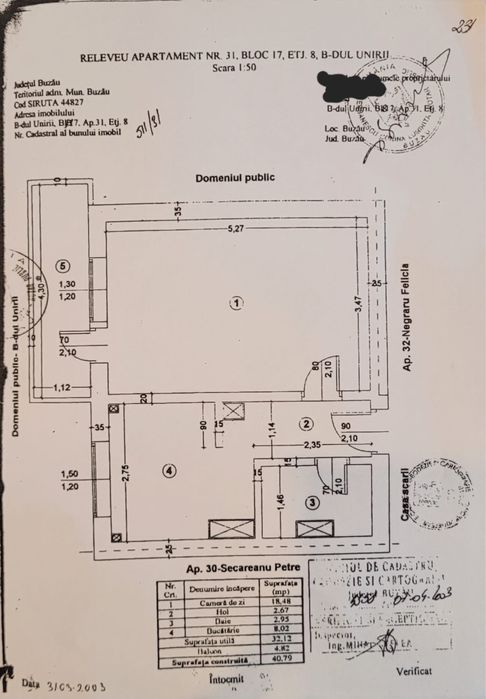Garsonieră de vânzare – Bulevardul Unirii, Buzău