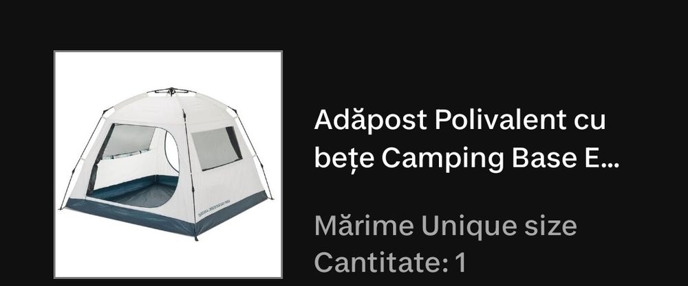 Adapost montare rapida cu protectie solara