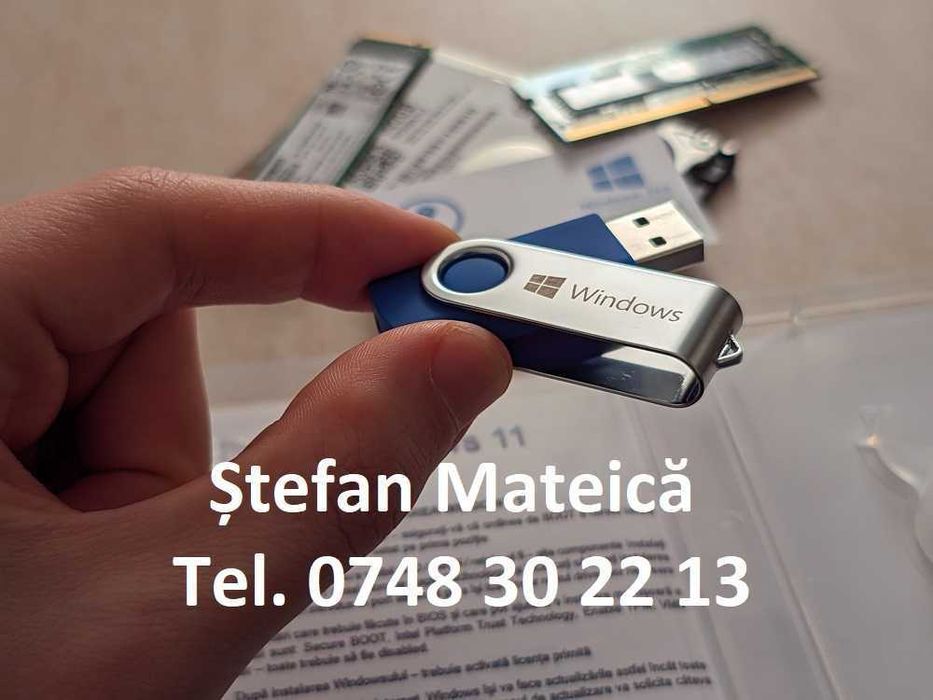 Stick USB nou nouț cu Windows 7, 8, 10, 11 sau Office. Licență retail.