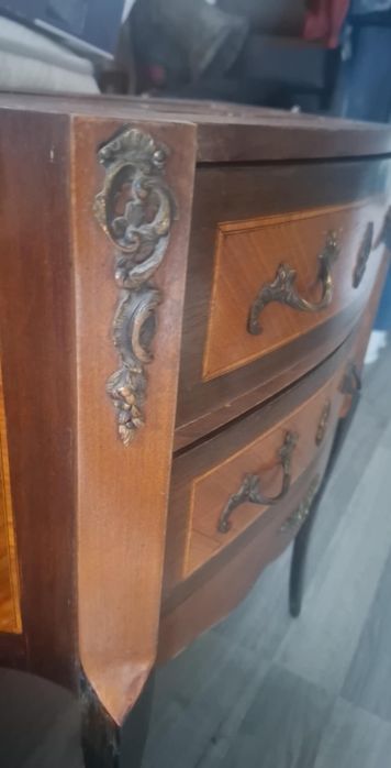 Noptiera lemn masiv și bronz