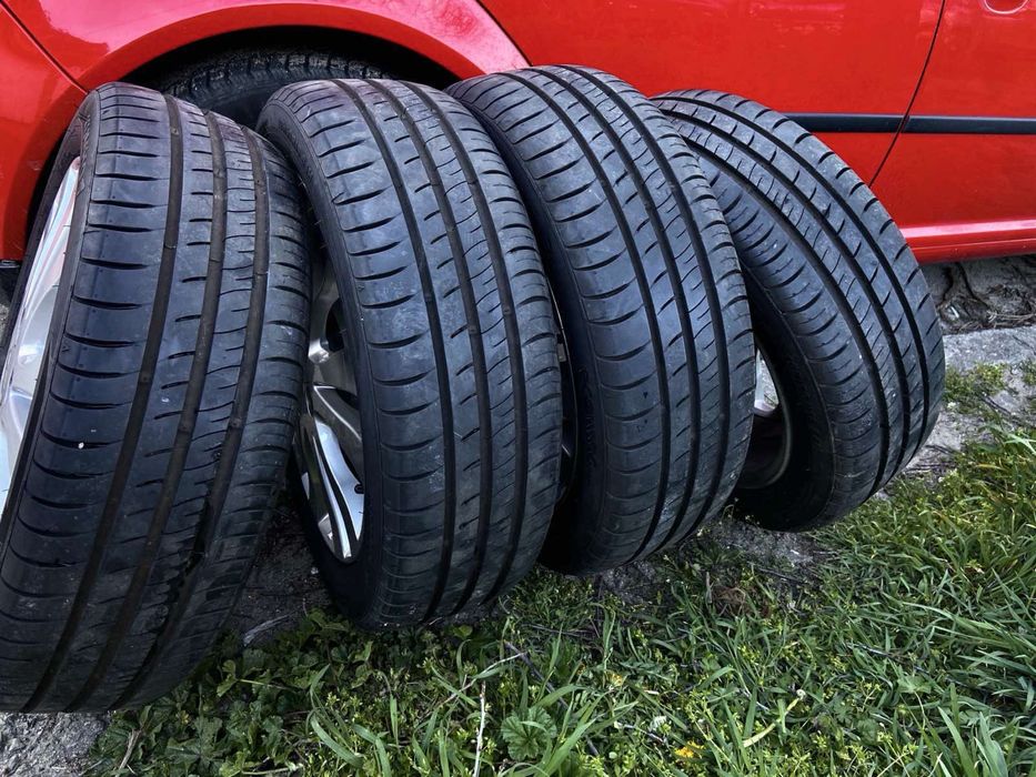 4бр. Алуминиеви джанти с нови гуми  195/50 R16 цола  Hyundai, Kia 4x100
