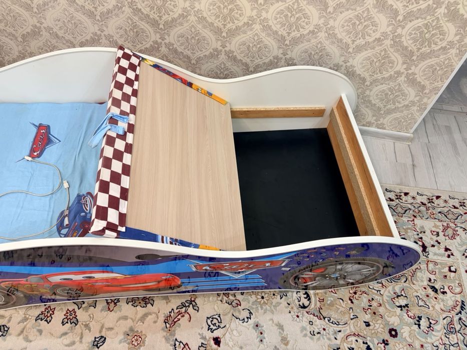 Кровать-машина 75x160 см, белый, синий
