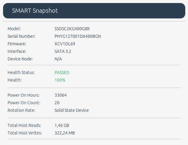Dell Intel SSD D3-S4610 480GB – 100% Health, само 1GB записан SATA SSD SSDSC2KG480G8R