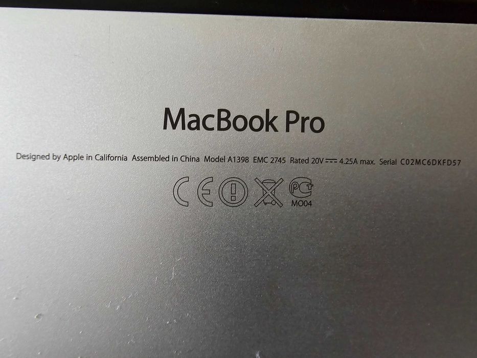MacBook Pro Retina 15" (Late 2013) | Intel Core i7 2.3GHz / 16GB RAM / 512GB NVMe SSD / Nvidia GT 750M 2GB / 6 часа Батерия / А1398 EMC 2745