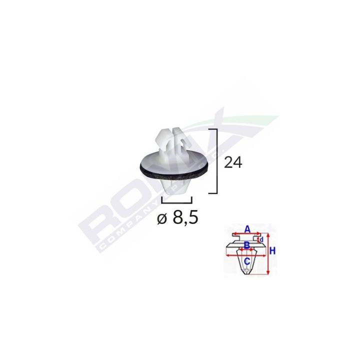 Clips fixare elemente exterioare pentru suzuki/toyota 8.5x24mm - alb s