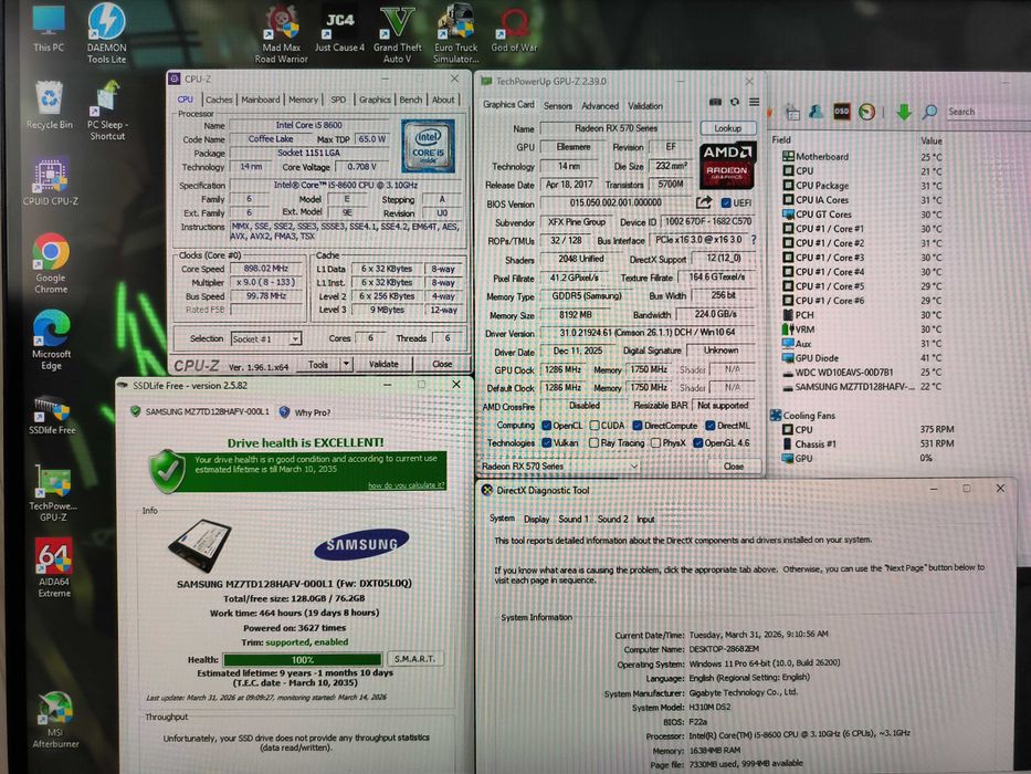 PC Unitate GAMING i5 8600 4.30Ghz/RX570 8GB GDDR5/16GB DDR4/SSD/1TB