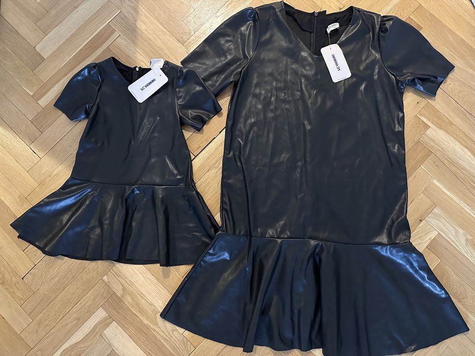 Черни кожени рокли мама и дете 4/5 години