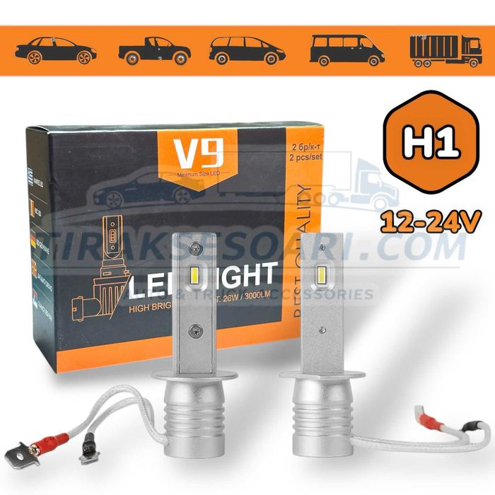 НОВ Модел 2025 V9 PREMIUM LED Крушки H1 300% повече светлина 12V 24V