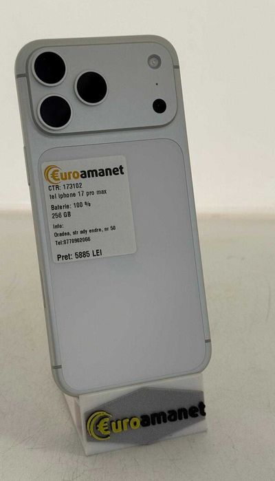 Telefon mobil Apple iPhone 17 Pro Max, 256GB, 5G, Silver -A-