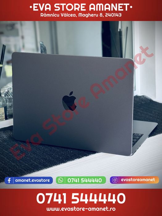 Laptop Apple MacBook Air 13.6” Space Gray M3 Cip 256GB 8GB RAM Touch ID A3113 2024 Battery Life 100% (73 Cicluri) Complete in Box
