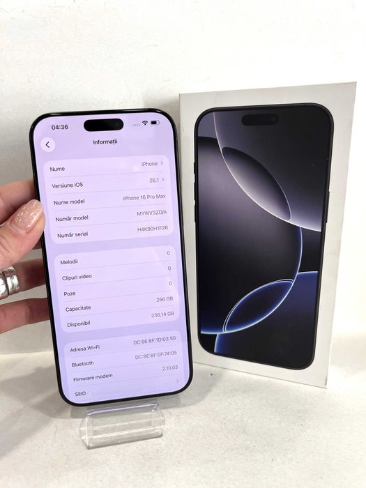 iPhone 16 Pro Max, 256GB/Black Titanium, impecabil!