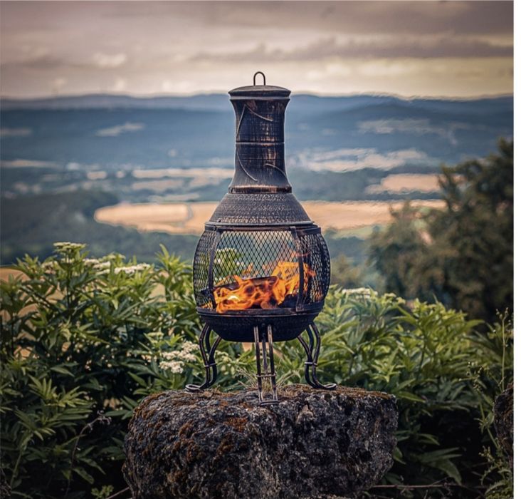 Терасна печка,41x41 96см, античен бронз, печка за тераса, чугун и стом