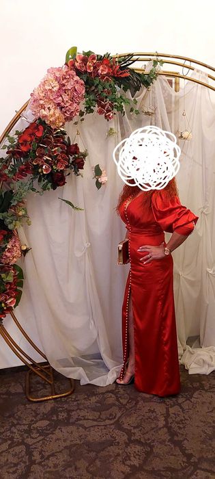 Rochie rosie eleganta  lunga Athmosfere M-L -REDUSA. Transp.gratuit.