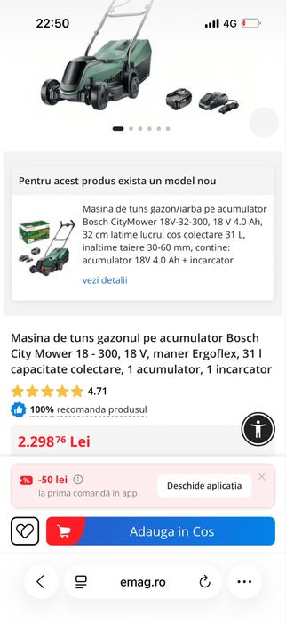 Vand masina de tuns bosh pe acumulator noua