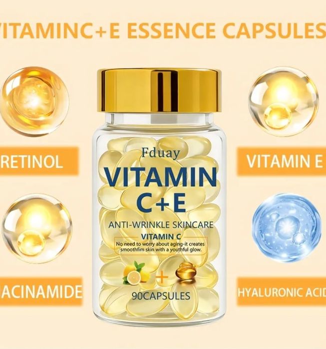 90 de capsule cu Vitamina C+E...Bogata în Retinol si Vitamina C+E