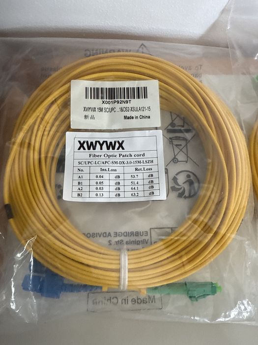Cablu Patch Fibra Optica 15m XWYWX SM SX/DX LSZH 3.0mm / SC ST LC FC