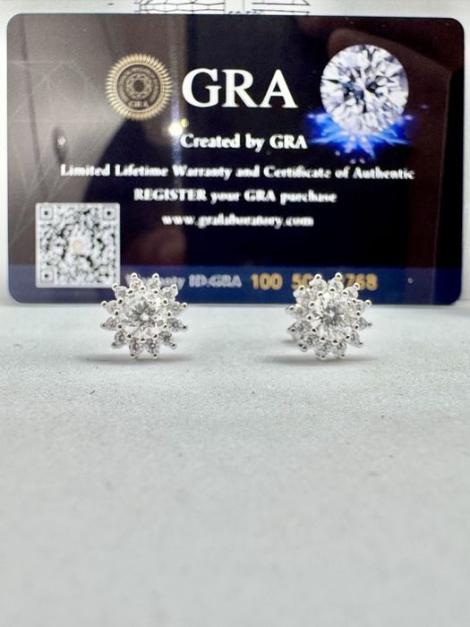 Сребърни обеци с мойсанит (диамант) 0.5 карата