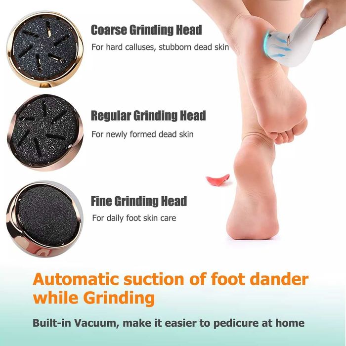 Електрическа вакуум пила за пети и педикюр 3 в 1 , водоустойчива