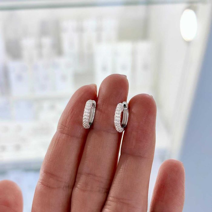 Дамски Сребърни Обеци Халки с Вградени Кубични Цирконий