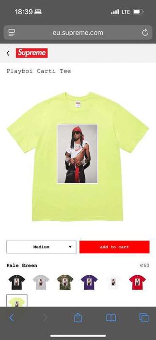 Supreme Playboi Carti Tee Pale Green