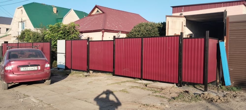 Забор навес откатные ворота